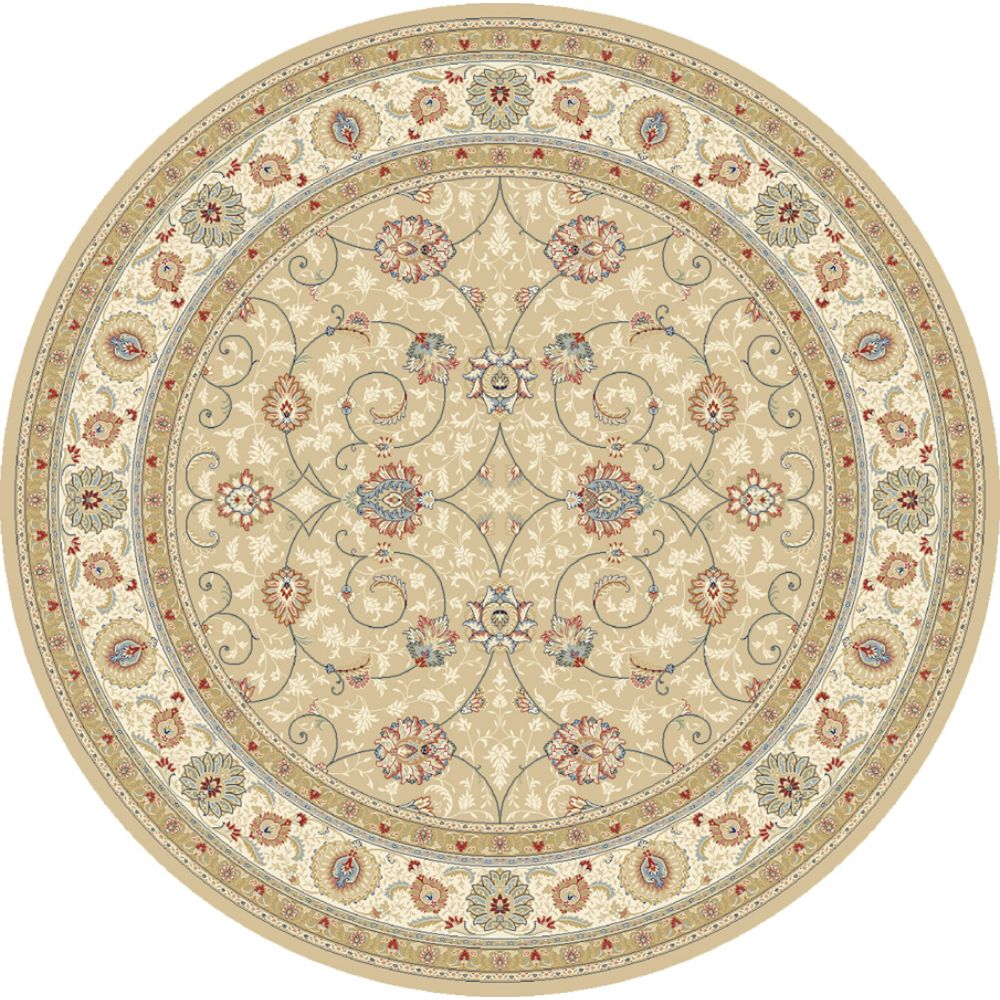 Dynamic Rugs 57120-2464 Ancient Garden 5.3 Ft. X 5.3 Ft. Round Rug in Light Gold/Ivory
